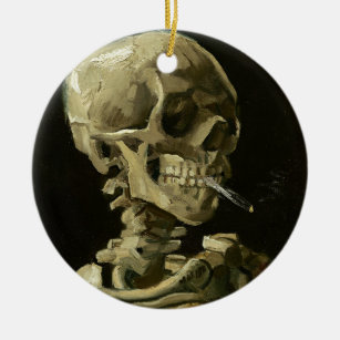Skull with Cigarette by Van Gogh Ceramic Tree Decoration