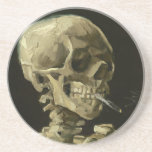 Skull with Cigarette by Van Gogh Coaster<br><div class="desc">Van Gogh's Expressionist Paintings: Skull with Burning Cigarette  Canvas Painting</div>