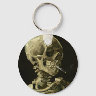 Skull with Cigarette by Van Gogh Key Ring
