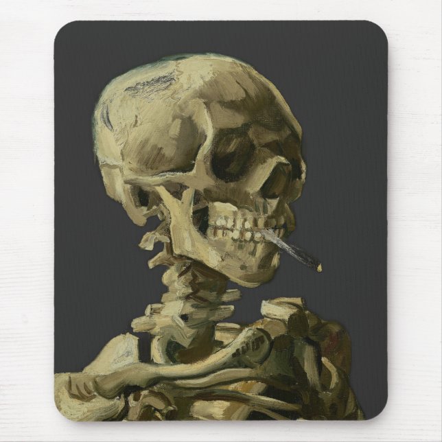 Skull with Cigarette by Van Gogh Mouse Mat (Front)