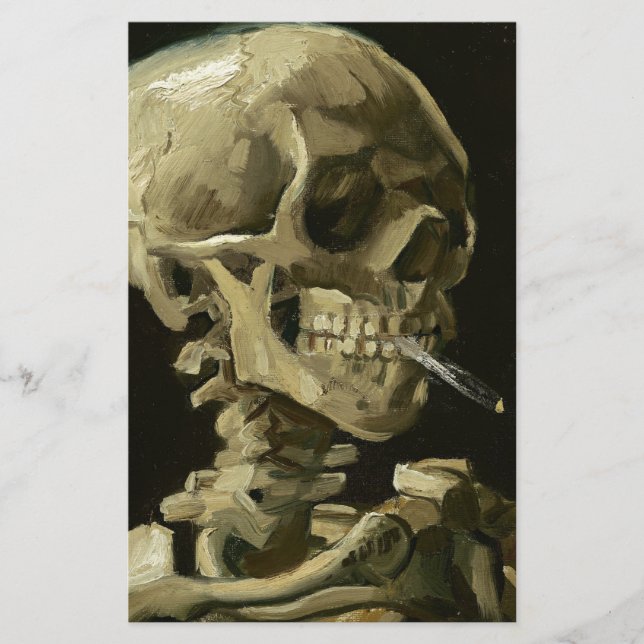 Skull with Cigarette by Van Gogh Stationery (Front)