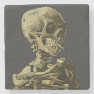 Skull with Cigarette by Van Gogh Stone Coaster