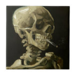 Skull with Cigarette by Van Gogh Tile<br><div class="desc">Van Gogh's Expressionist Paintings: Skull with Burning Cigarette  Canvas Painting</div>