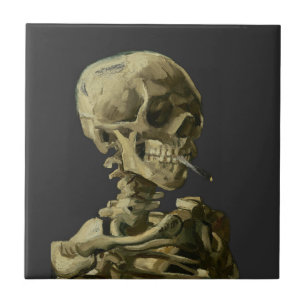 Skull with Cigarette by Van Gogh Tile