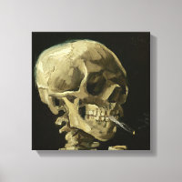 Skull with Cigarette by Van Gogh Wrapped Canvas