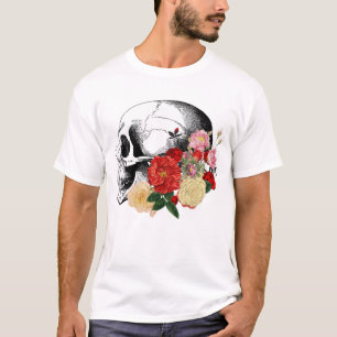 Skull with colorful flowers. T-Shirt