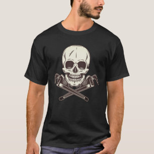 Skull with construction plumbing wrench T-Shirt