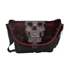 Skull with Crown on Grunge Black Lace Red Damask