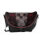 Skull with Crown on Grunge Black Lace Red Damask