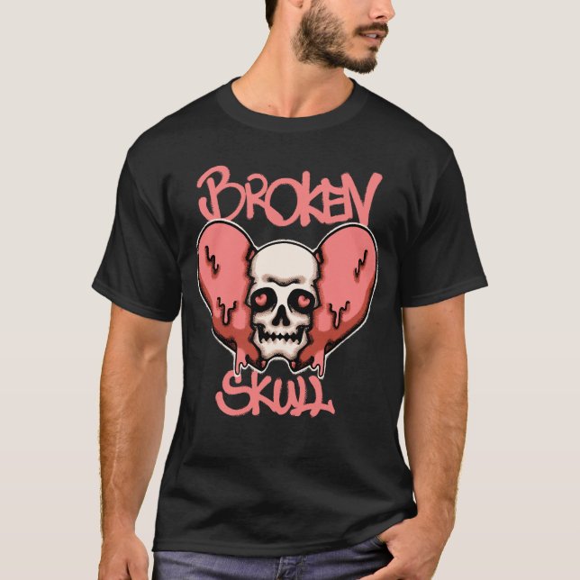 Skull with Dripping Broken streetwear  T-Shirt (Front)
