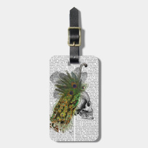 Skull With Feather Headress Luggage Tag
