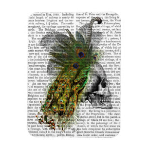 Skull With Feather Headress Magnet