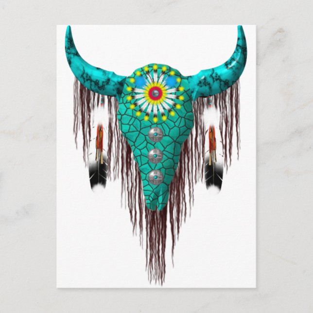 Skull with Feathers Postcard (Front)