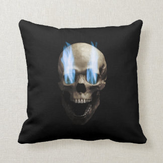Skull with flaming eyes cushion