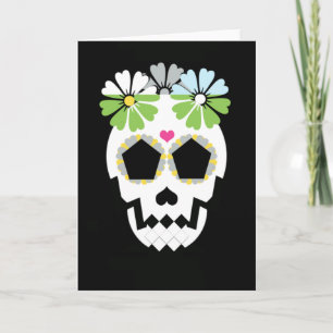Skull With Flowers Card