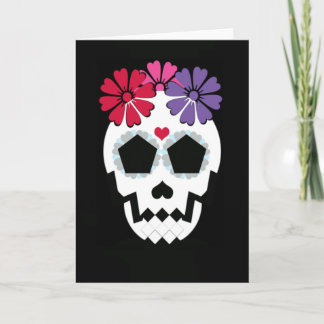 Skull With Flowers Greeting Card