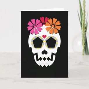 Skull With Flowers Greeting Card