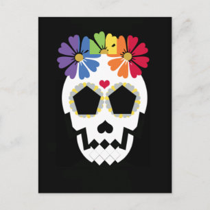 Skull With Flowers Postcard