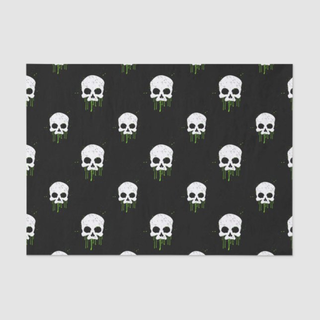 Skull with Green Drips Tissue Paper (Front)