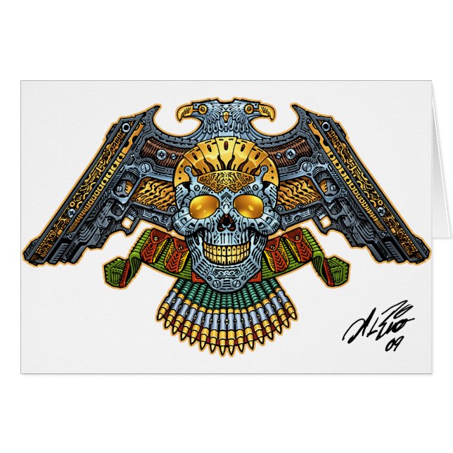 Skull with Guns and Bullets by Al Rio (Front Horizontal)