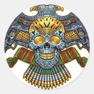 Skull with Guns and Bullets by Al Rio Classic Round Sticker