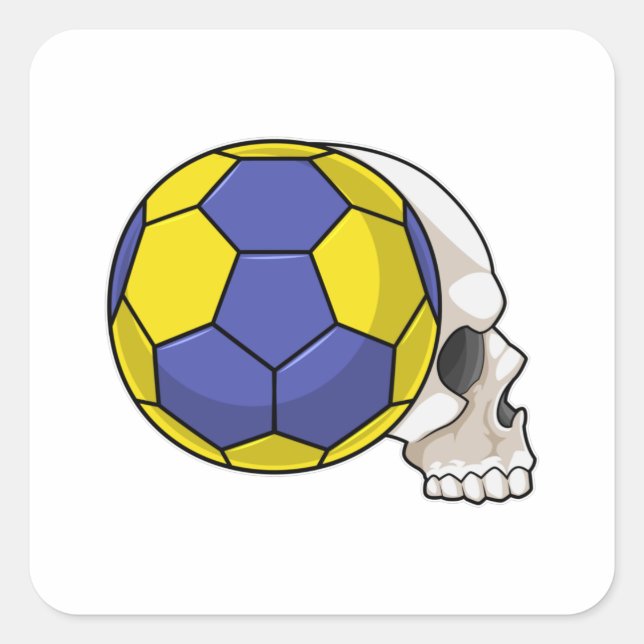 Skull with Handball Sports Square Sticker (Front)