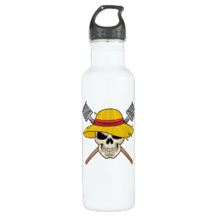 Skull with Hat as Farmer with Rake 710 Ml Water Bottle