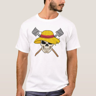 Skull with Hat as Farmer with Rake T-Shirt