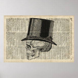 Skull with hat steampunk poster