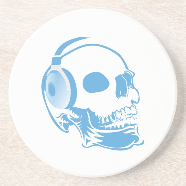 Skull with headphones coaster (Front)