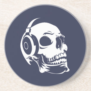 Skull with headphones coaster