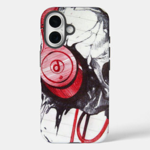 Skull with Headphones Design iPhone 16 Case