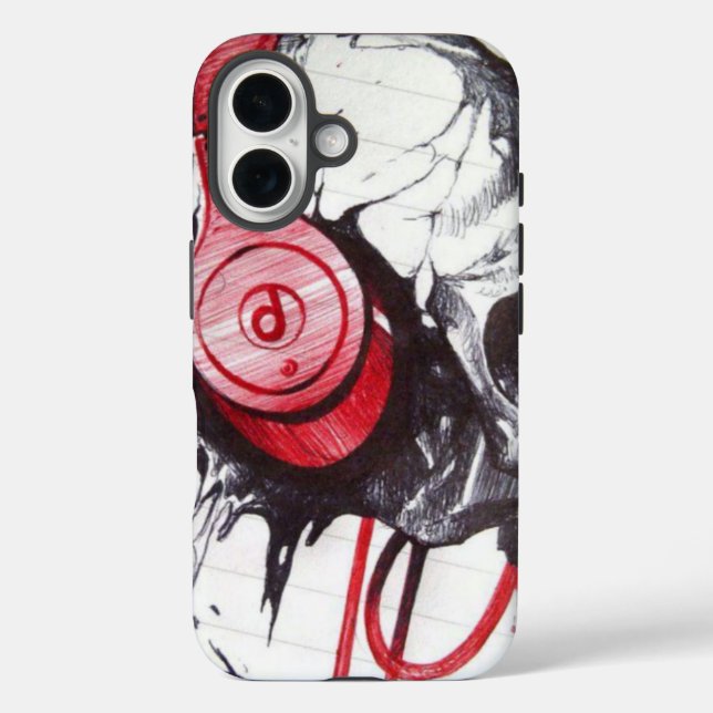 Skull with Headphones Design Case-Mate iPhone Case (Back)