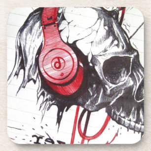 Skull with Headphones Design Coaster