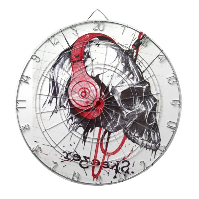 Skull with Headphones Design Dartboard (Front)