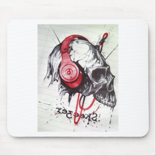 Skull with Headphones Design Mouse Mat