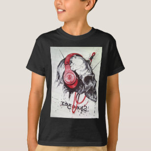 Skull with Headphones Design T-Shirt