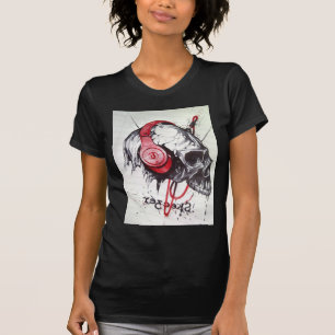 Skull with Headphones Design T-Shirt