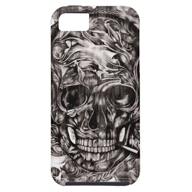 Skull with headphones hand drawn artwork. Case-Mate iPhone case (Back)