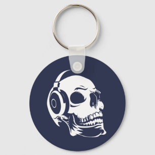 Skull with headphones key ring