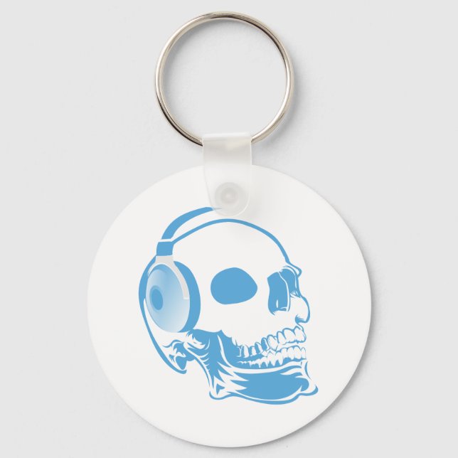 Skull with headphones key ring (Front)