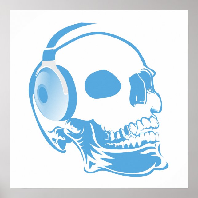 Skull with headphones poster (Front)