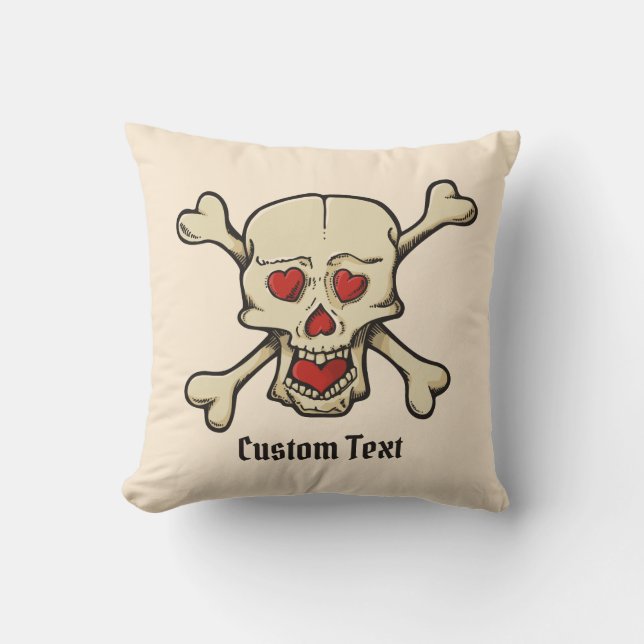 Skull with Hearts Cushion (Front)
