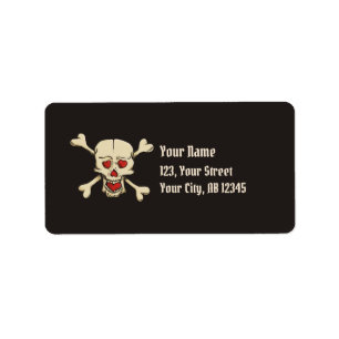 Skull with Hearts Label