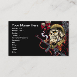 Skull with Helmet, Aeroplanes and Bombs Business Card
