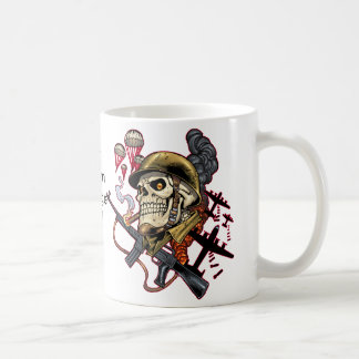 Skull with Helmet, Aeroplanes and Bombs Coffee Mug