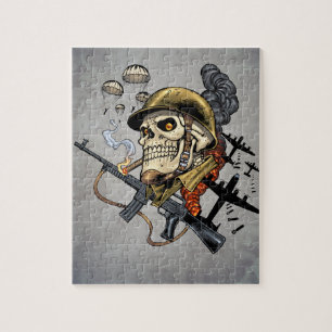 Skull with Helmet, Aeroplanes and Bombs Jigsaw Puzzle