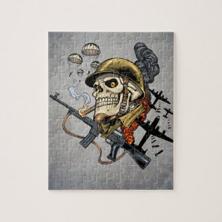 Skull with Helmet, Aeroplanes and Bombs Jigsaw Puzzle