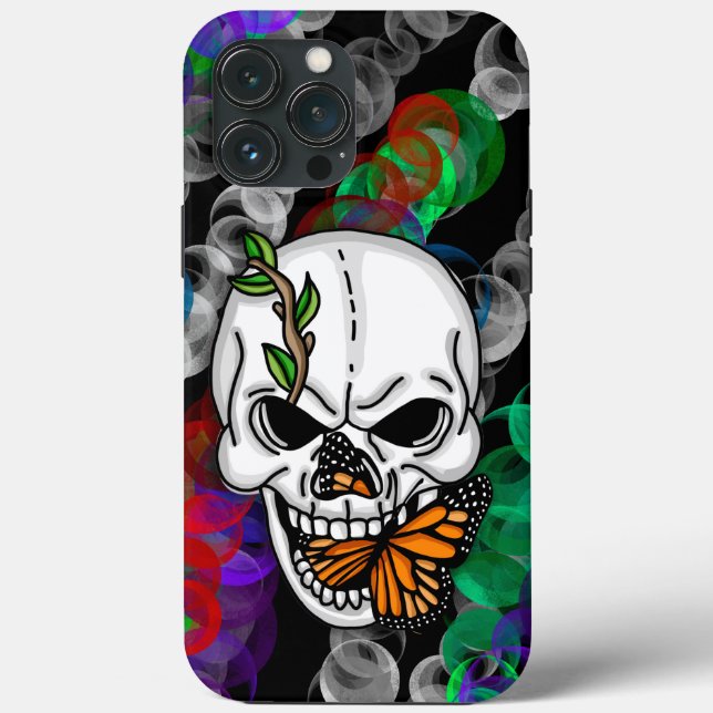 Skull with Monarch Butterfly    Case-Mate iPhone Case (Back)