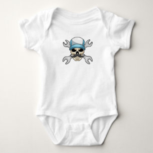 Skull with Mustache & Wrench Baby Bodysuit